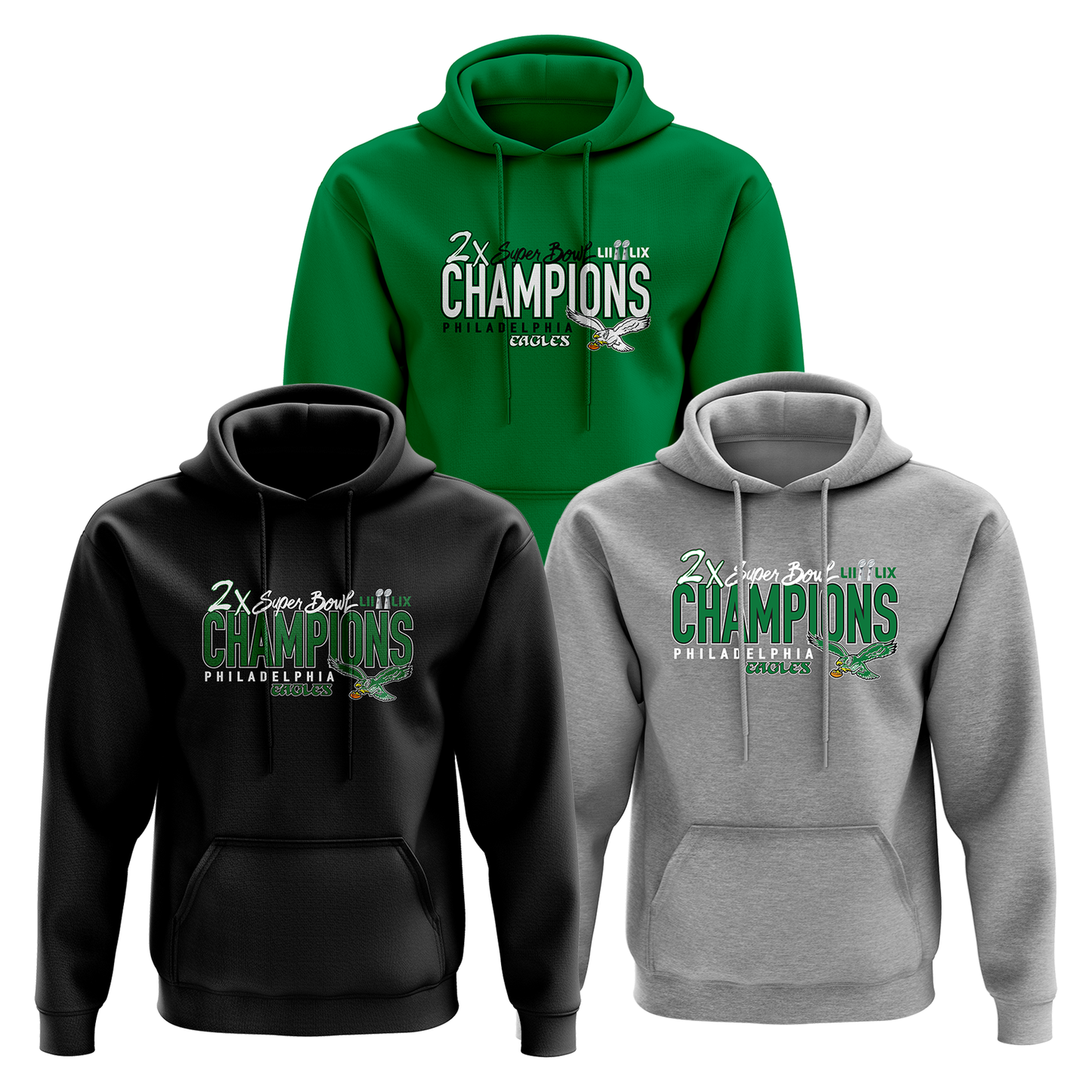 RETRO EAGLES 2X SUPER BOWL CHAMPIONS HOODIE